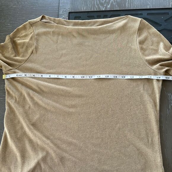 Lauren Ralph Lauren Tan Gold Shimmer Top Blouse Versatile Women’s Size L GUC - Picture 5 of 9